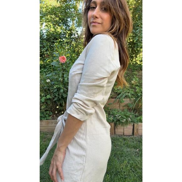 L’Academie Oat Linen-Blend Wrap Dress - Picture 7 of 9